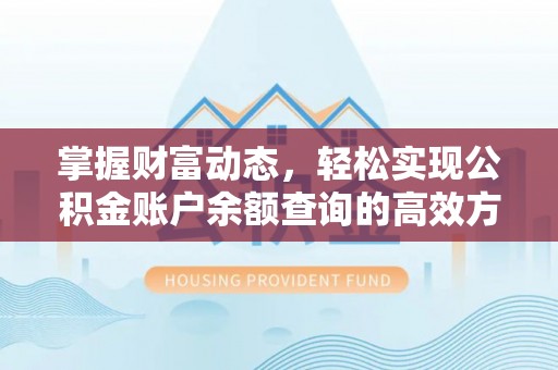 河池掌握财富动态，轻松实现公积金账户余额查询的高效方法