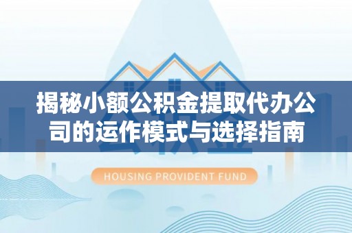 河池揭秘小额公积金提取代办公司的运作模式与选择指南