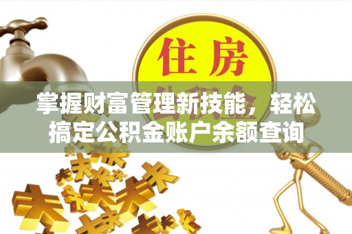 河池掌握财富管理新技能，轻松搞定公积金账户余额查询
