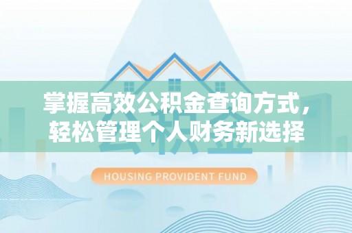 河池掌握高效公积金查询方式，轻松管理个人财务新选择
